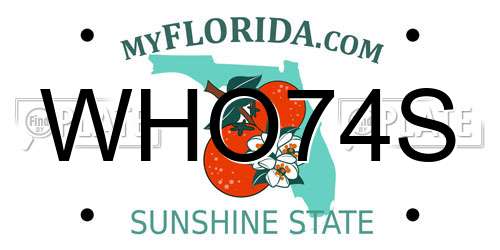 WHO74S Florida License Plate
