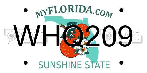 WHQ209 Florida License Plate