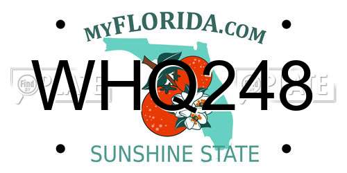 WHQ248 Florida License Plate