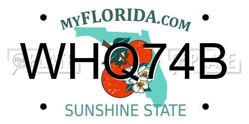 WHQ74B Florida License Plate
