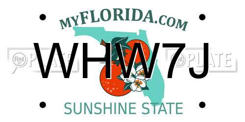 WHW7J Florida License Plate