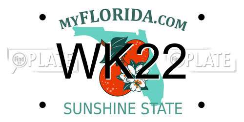 WK22 Florida License Plate