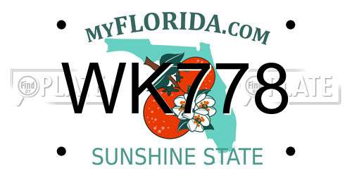 WK778 Florida License Plate