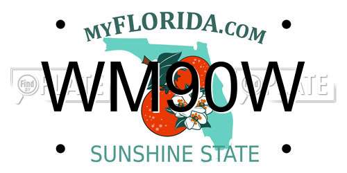 WM90W Florida License Plate