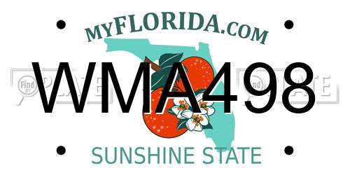 WMA498 Florida License Plate
