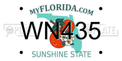 WN435 Florida License Plate