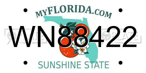 WN88422 Florida License Plate