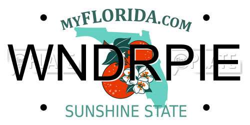 WNDRPIE Florida License Plate