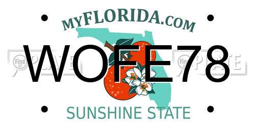 WOFE78 Florida License Plate