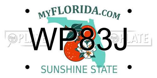WP83J Florida License Plate