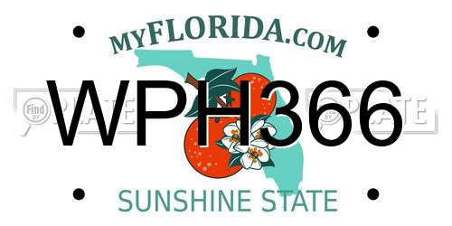 WPH366 Florida License Plate
