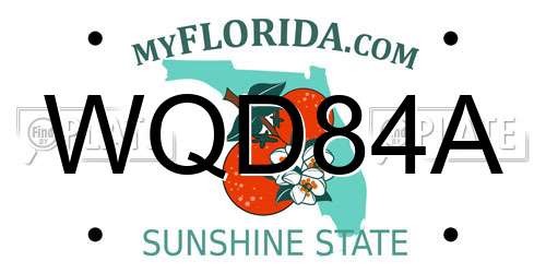 WQD84A Florida License Plate
