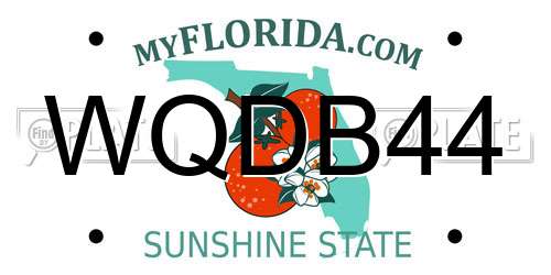 WQDB44 Florida License Plate