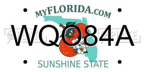 WQO84A Florida License Plate