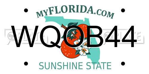 WQOB44 Florida License Plate