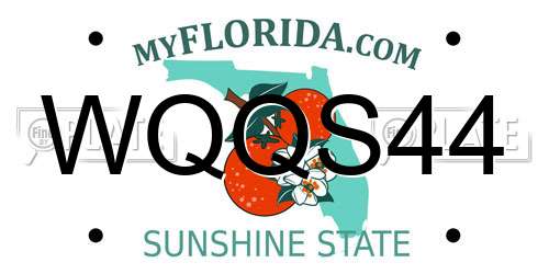WQQS44 Florida License Plate