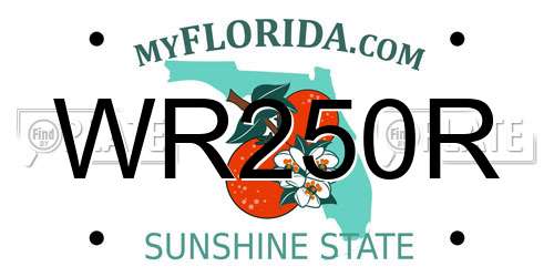 WR250R Florida License Plate
