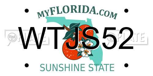 WTJS52 Florida License Plate