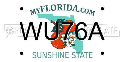 WU76A Florida License Plate