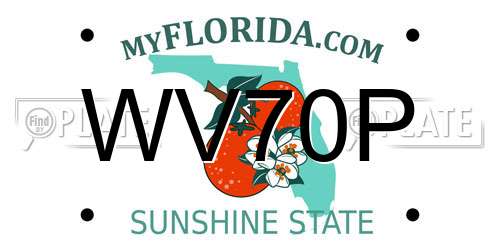 WV70P Florida License Plate