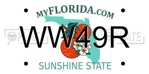 WW49R Florida License Plate