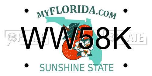 WW58K Florida License Plate