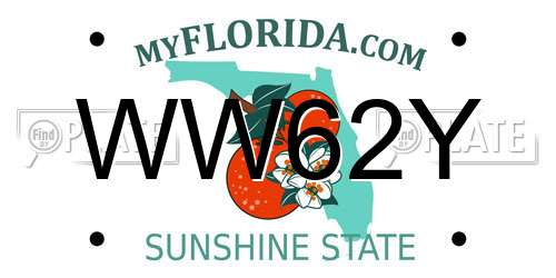 WW62Y Florida License Plate