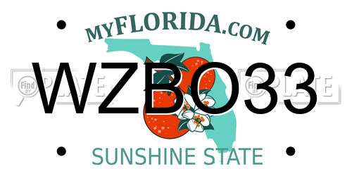 WZBO33 Florida License Plate