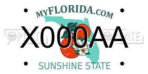X000AA Florida License Plate