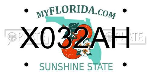 X032AH Florida License Plate