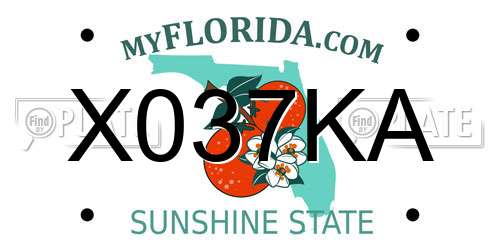X037KA Florida License Plate