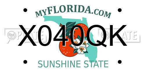 X040QK Florida License Plate