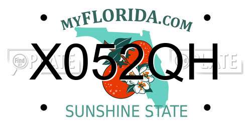 X052QH Florida License Plate
