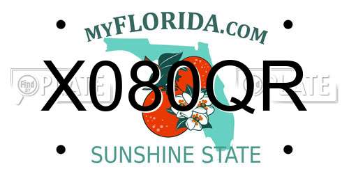X080QR Florida License Plate