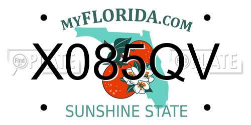 X085QV Florida License Plate
