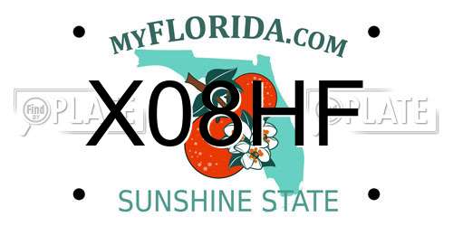 X08HF Florida License Plate