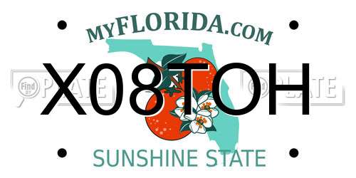 X08TOH Florida License Plate