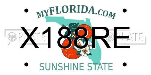 X188RE Florida License Plate