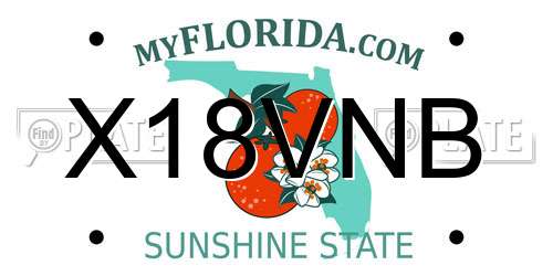 X18VNB Florida License Plate