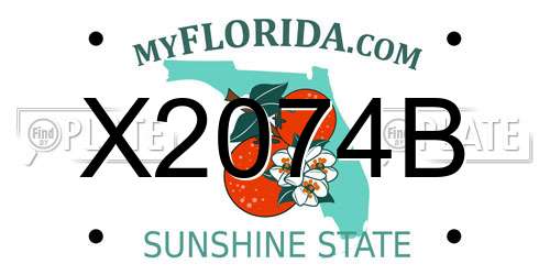 X2074B Florida License Plate
