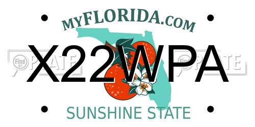 X22WPA Florida License Plate