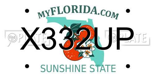 X332UP Florida License Plate