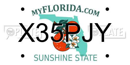 X35PJY Florida License Plate
