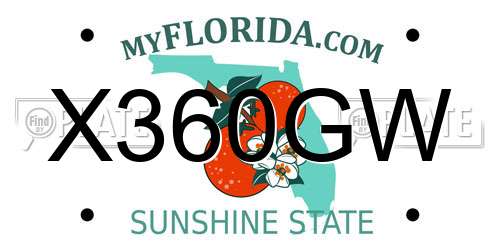 X360GW Florida License Plate