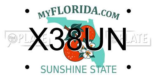 X38UN Florida License Plate