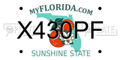 X430PF Florida License Plate