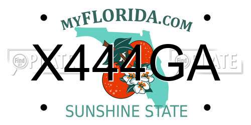 X444GA Florida License Plate