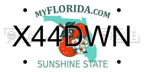 X44DWN Florida License Plate
