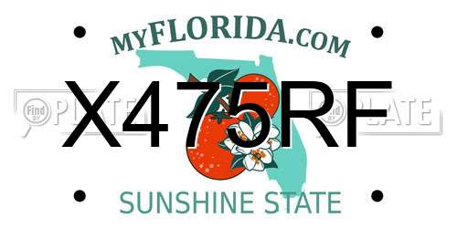 X475RF Florida License Plate