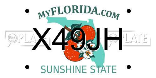 X49JH Florida License Plate
